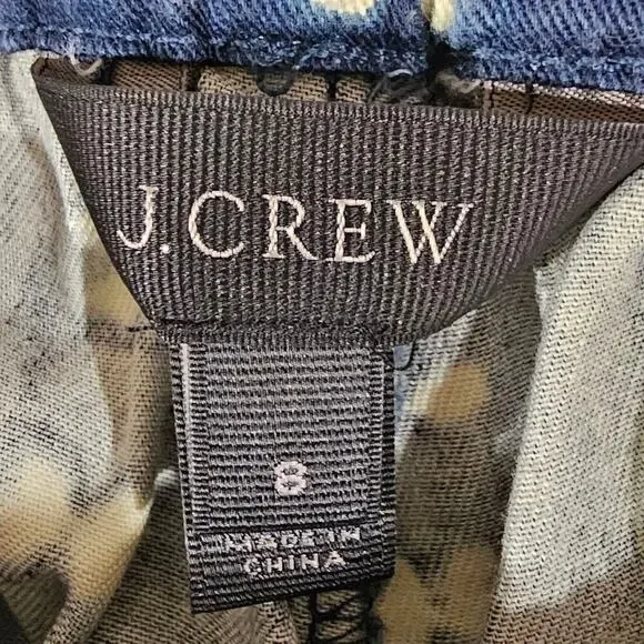 J.Crew Faded Adire Shorts Navy Blue Shibori Indigo Size 8 - Picture 7 of 10